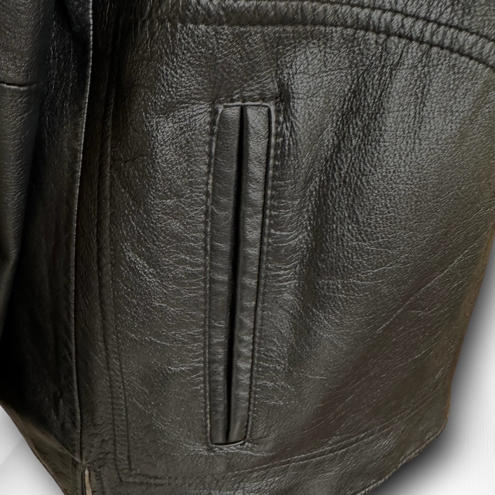 Vtg Colebrook & Co Black Leather Jacket Size Petite Medium - Picture 12 of 15
